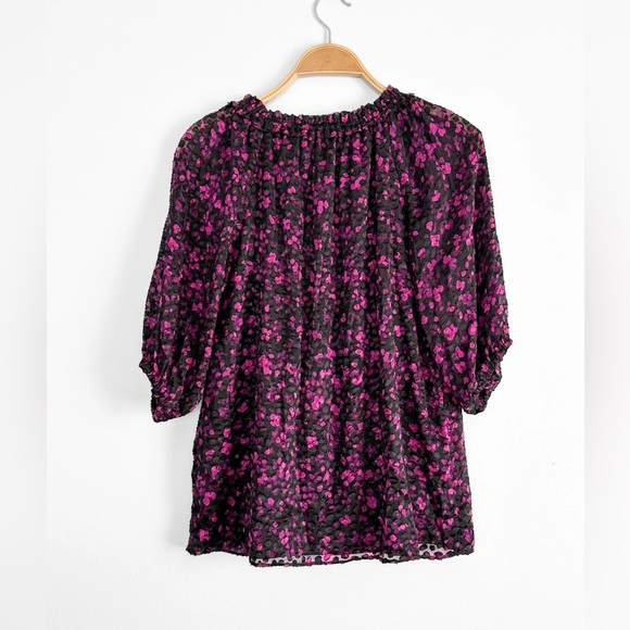 Ramy Brook Sara V-Neck Purple and Black Plumberry Textured Top size XS - Picture 5 of 9